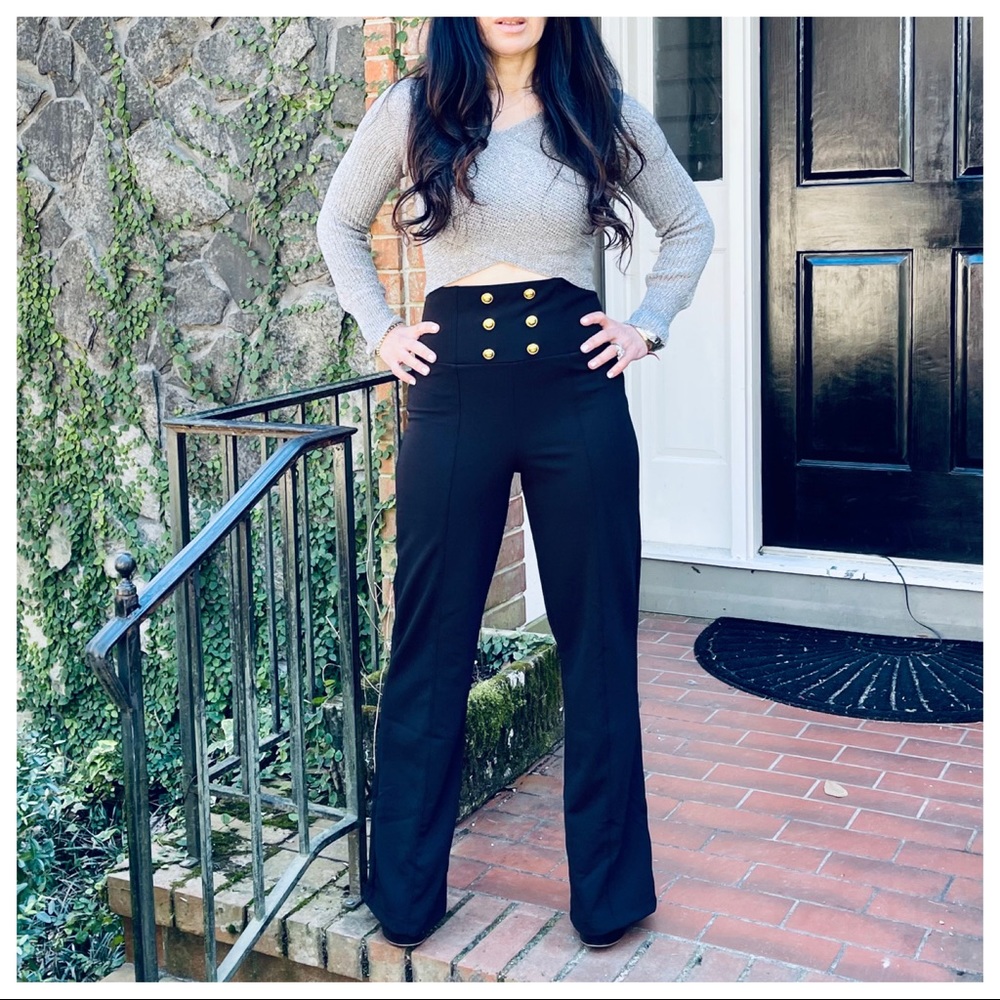 ✨SALE✨Chic black wide leg sailor style pants - Picture 5 of 11
